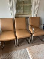 6 mooie lederen stoelen, in nieuwe staat!!, Ophalen, Bruin, Zo goed als nieuw, Metaal