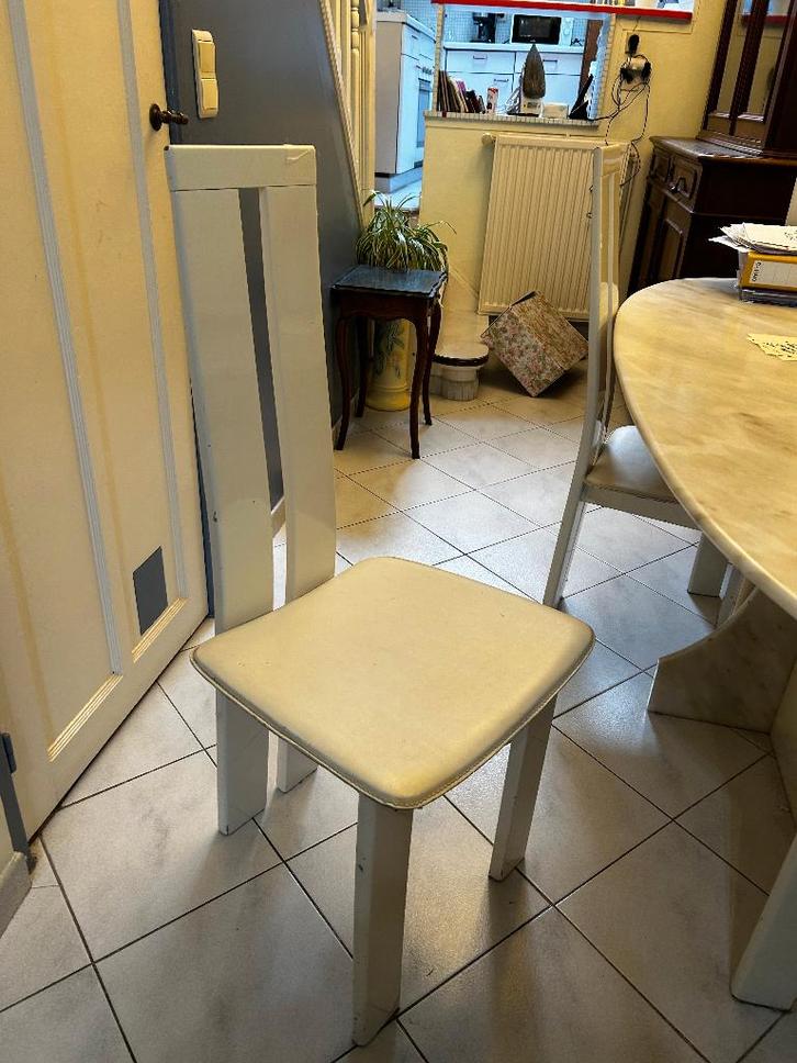 Eetkamerstoel, Huis en Inrichting, Stoelen, Zo goed als nieuw, Vier, Hout, Wit, Ophalen of Verzenden