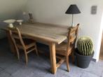 Massief eiken tafel met 6 stoelen, Huis en Inrichting, Tafels | Eettafels, Ophalen, Eikenhout, 50 tot 100 cm, Zo goed als nieuw