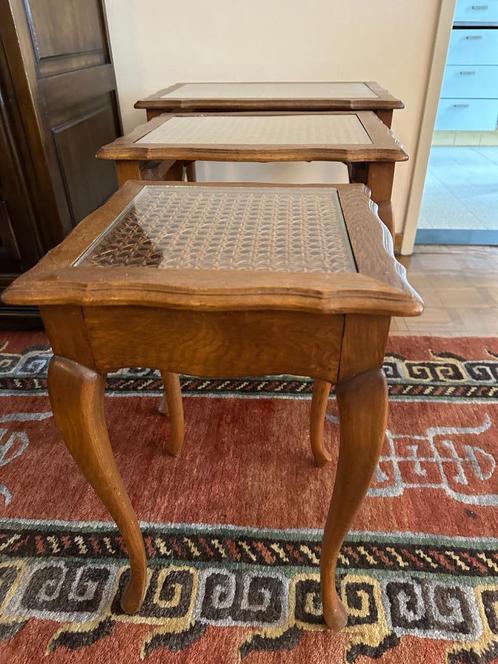 Set van 3 houten bijzettafels, Huis en Inrichting, Tafels | Statafels, Ophalen