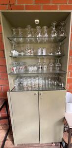 3 delige vitrine kast met glazen, Huis en Inrichting, Kasten | Vitrinekasten, Ophalen, Gebruikt