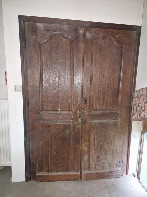 houten antieke dubbele deuren, Doe-het-zelf en Bouw, Deuren en Vliegenramen, Gebruikt, Binnendeur, Minder dan 200 cm, 100 tot 120 cm