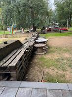 Palletbanken, Tuin en Terras, Tuinsets en Loungesets, Gebruikt, Hout, Ophalen, 2 zitplaatsen
