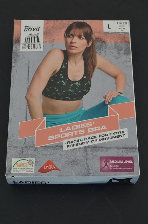 Crivit dames sports bra zwart/groen L 44/46, Kleding | Dames, Sportkleding, Nieuw, Fitness of Aerobics, Maat 42/44 (L), Zwart