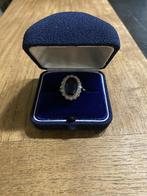 Antieke gouden ring met saffier, Ophalen of Verzenden, Goud