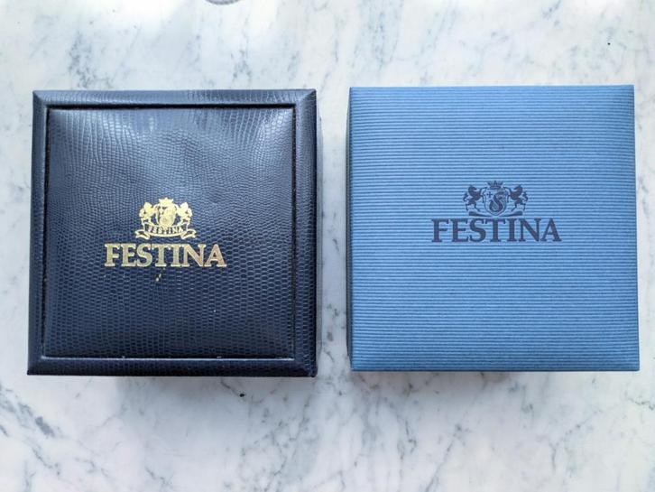 Twee horlogeboxen van Festina, Handtassen en Accessoires, Horloges | Heren, Gebruikt, Overige merken, Overige materialen, Ophalen of Verzenden