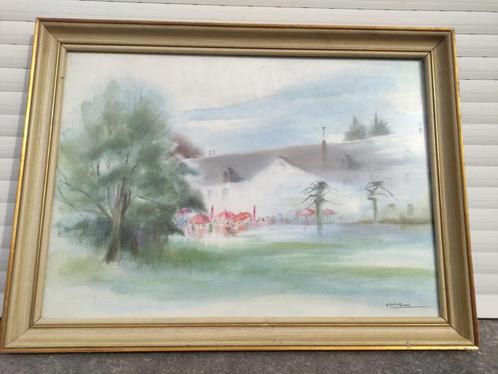 aquarelle signe gilberte thomas, Antiek en Kunst, Kunst | Schilderijen | Klassiek, Ophalen of Verzenden
