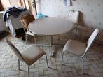 Ronde tafel met 4 stoelen en 2 krukjes, Huis en Inrichting, Ophalen, Metaal
