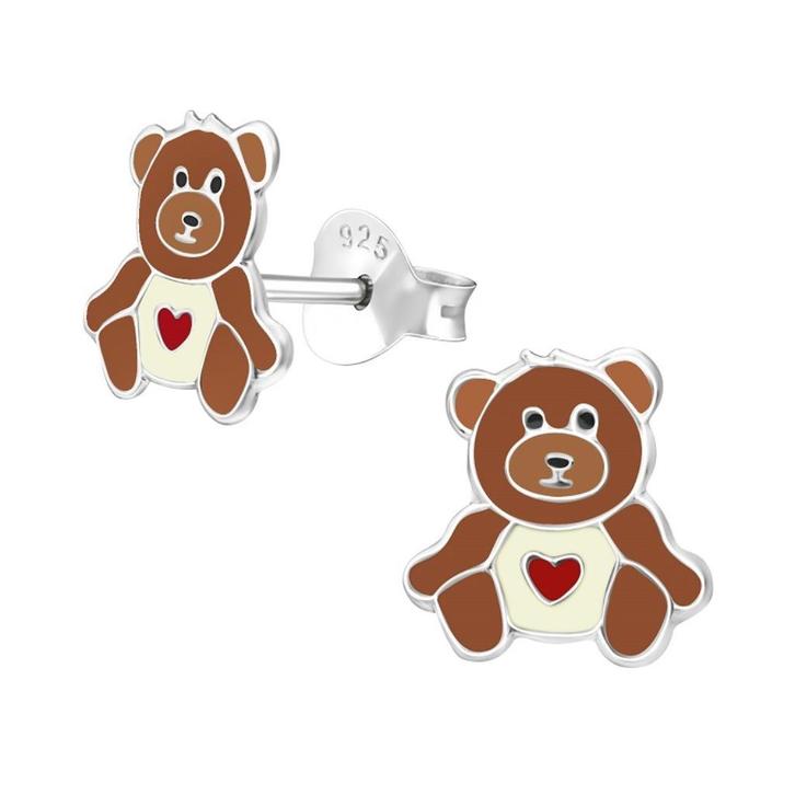 Kinderoorbellen zilveren oorstekers teddy beer, Handtassen en Accessoires, Kindersieraden, Nieuw, Oorbellen, Ophalen of Verzenden
