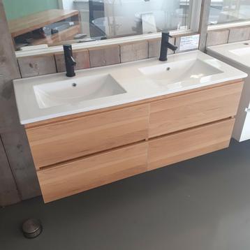 MEGA-SALE! Badmeubel, Eiken, 2 Wasbakken, 120cm, Kode 120 beschikbaar voor biedingen