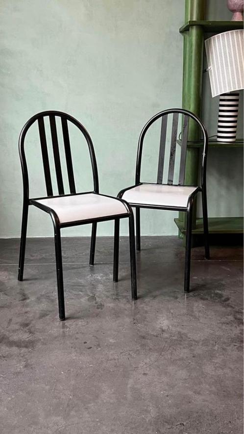 Paire de chaises modernistes dlg Robert Mallet Stevens, Maison & Meubles, Chaises, Utilisé, Deux, Bois, Métal, Noir, Enlèvement ou Envoi