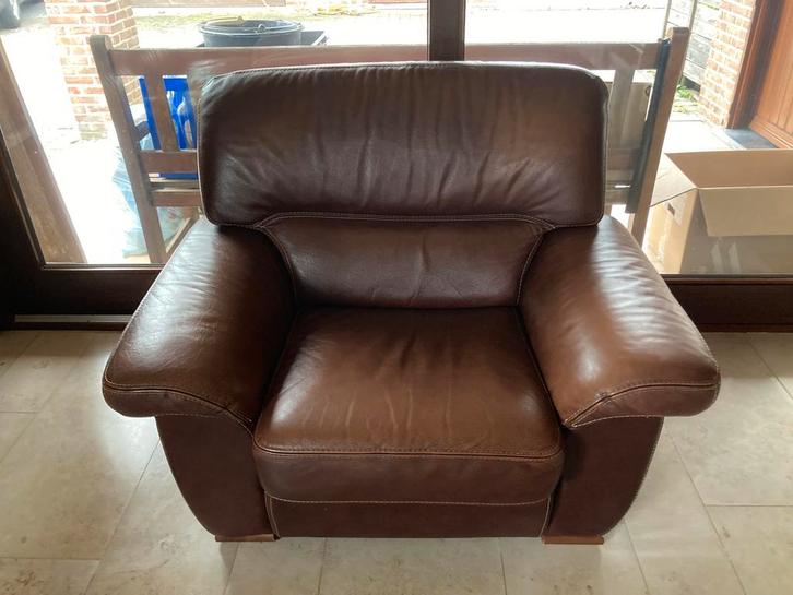 Zetels leder, Huis en Inrichting, Fauteuils, Gebruikt, Leer, Ophalen