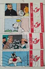 Postzegels België 4 x OBP 3274 + vignet (Kuifje + Tom&Jerry), Ophalen of Verzenden, Gestempeld, Gestempeld