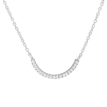 Zilveren ketting zirkonia curved bar beschikbaar voor biedingen