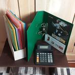 Houten lectuurbak + rekenmachine + mappen + verdelers, Diversen, Schoolbenodigdheden, Ophalen of Verzenden, Nieuw