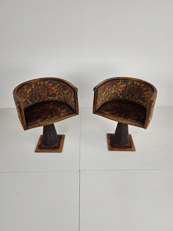 Unieke Draaibare Bootstoelen | bureau Circa 1900–1920 antiek, Antiek en Kunst, Antiek | Meubels | Stoelen en Sofa's, Ophalen of Verzenden