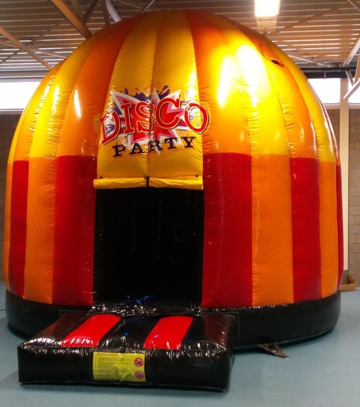 Disco springkasteel 5m x 5m, Hobby en Vrije tijd, Feestartikelen, Gebruikt, Feestartikel, Ophalen