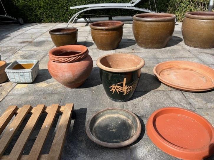 plantenpotten tuin - 9 stuks+ 7x schotel, Tuin en Terras, Tuinvazen, Gebruikt, Ophalen