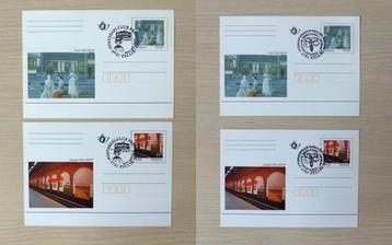 4 Briefkaarten 1997 - BK52/53 : Kunstwerken Brusselse metro beschikbaar voor biedingen