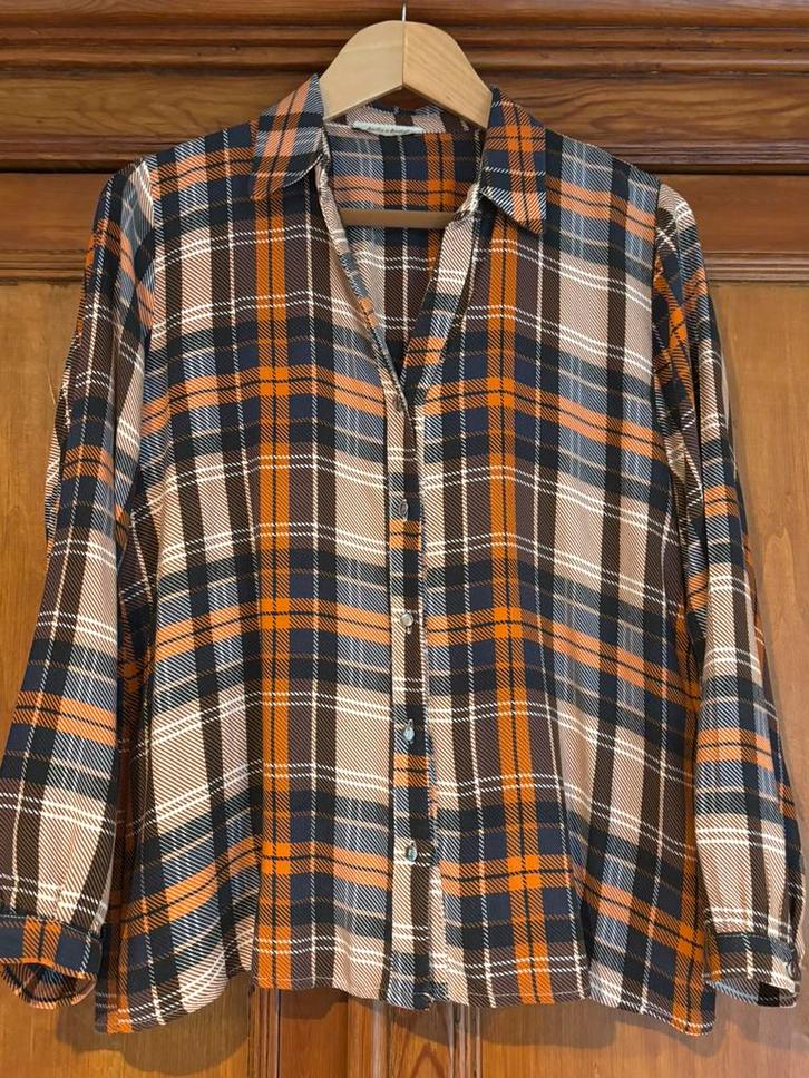 Geruit hemd, Amelie&Amelie, large, Kleding | Dames, Blouses en Tunieken, Zo goed als nieuw, Maat 42/44 (L), Oranje, Ophalen of Verzenden