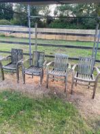 4 stevige houten tuinstoelen, Tuin en Terras, Tuinsets en Loungesets, Ophalen, Zo goed als nieuw