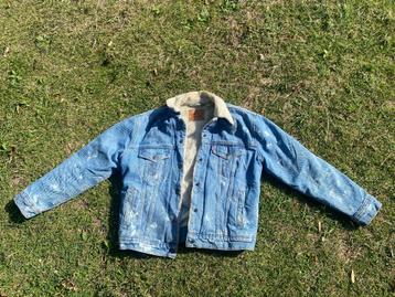 Levi's jas Sherpa M jeans washed blauw customized beschikbaar voor biedingen