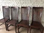 4 houten wengé kleurige eetkamerstoelen tuinstoelen, Huis en Inrichting, Ophalen of Verzenden, Gebruikt, Hout