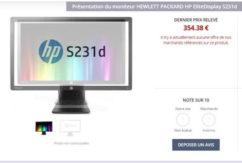 moniteur HEWLETT PACKARD HP EliteDisplay S231d, Informatique & Logiciels, Moniteurs, Comme neuf, 151 à 200 Hz, DisplayPort, DVI