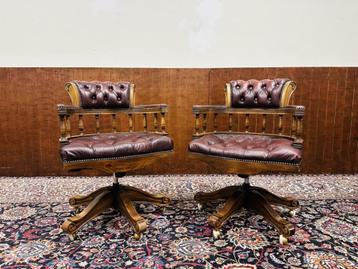 Set Klassiek Engels Chesterfield Bureaustoel beschikbaar voor biedingen