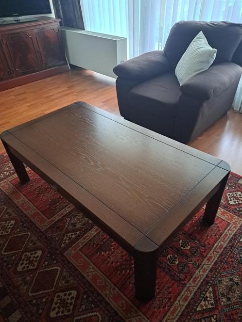 degelijke houten salontafel -eik-perfecte staat-prijs o.t.k., Huis en Inrichting, Tafels | Salontafels, Zo goed als nieuw, Minder dan 50 cm