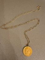 18k gouden ketting met 10 fr 21,6k hanger, Handtassen en Accessoires, Ophalen, Met hanger, Zo goed als nieuw, Goud