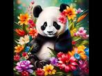 Diamond painting ;bloemen panda 50 x50 ronde steentjes nieuw, Hobby en Vrije tijd, Ophalen of Verzenden, Nieuw, Knutselwerk