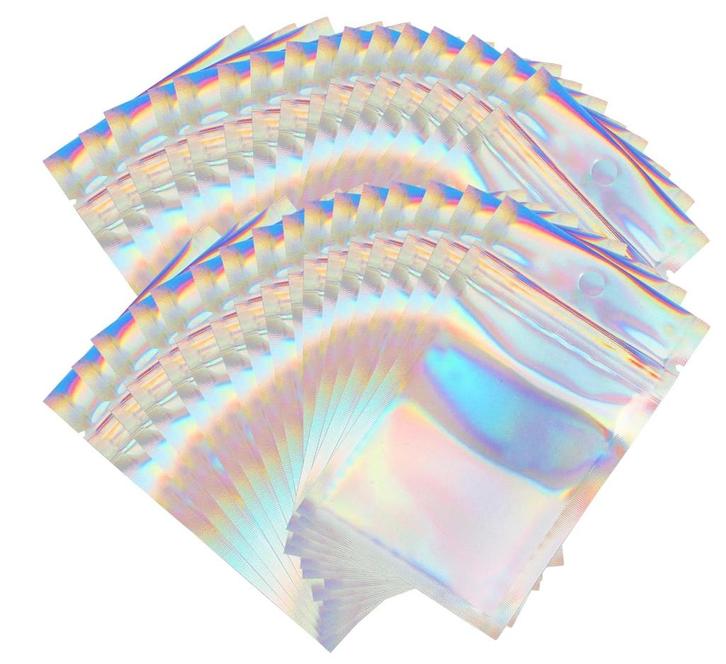 Mylar zakjes holografisch 7,5 cm x 12 cm - 50 stuks, Hobby en Vrije tijd, Knutselen, Nieuw, Ophalen of Verzenden