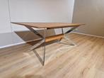 Hulsta ET1100 Eettafel - Hout - Chroom onderstel -Nieuwstaat, Hulsta eettafel, hulsta eetkamerstoelen, design, jori, leolux, Zo goed als nieuw