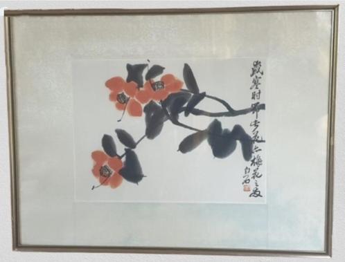 Gravure Qi Baishi 🌹 Red Camellias, 🌹 1945/1955, Antiquités & Art, Art | Eaux-fortes & Gravures, Enlèvement