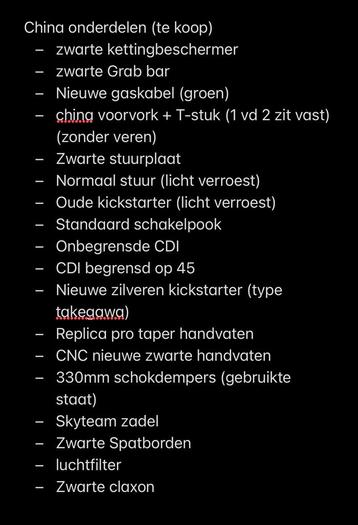 Dax, monkey, pbr, … china-onderdelen beschikbaar voor biedingen