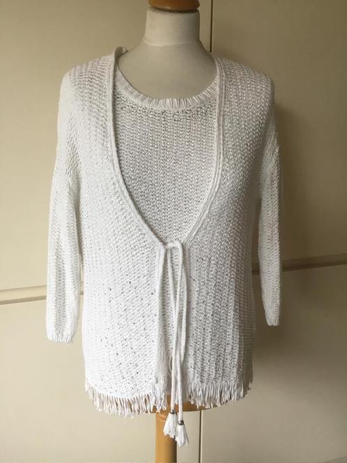 Caroline Biss twinset maat 38, met prijskaartje 255€, Kleding | Dames, Truien en Vesten, Zo goed als nieuw, Maat 38/40 (M), Wit
