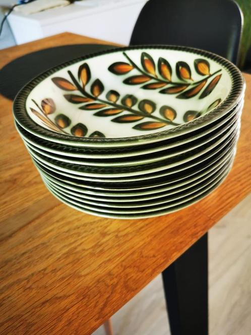 Vintage Retro 1960s BOCH La Louvière 11 diepe borden, Antiek en Kunst, Antiek | Servies los, Ophalen
