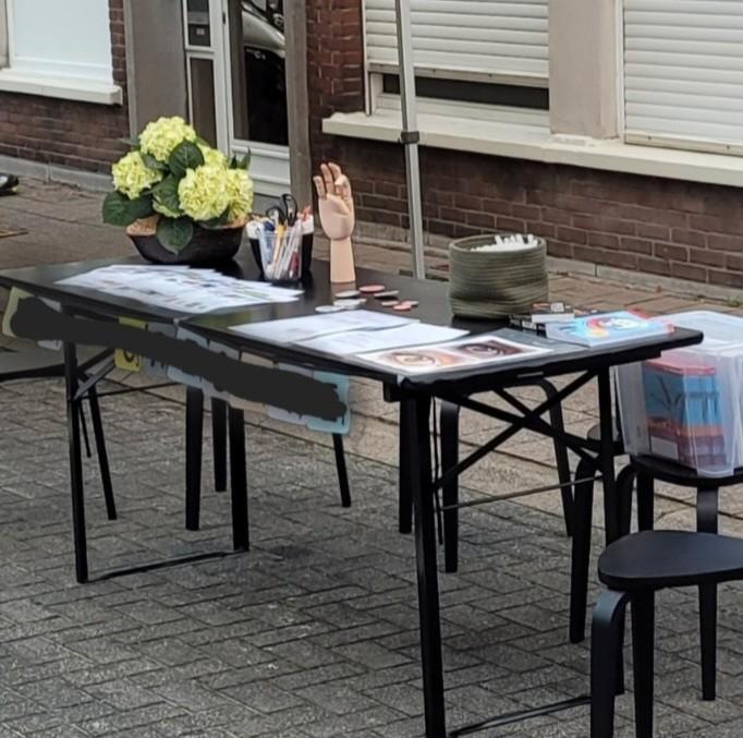 houten plooitafel 200 x 70 cm met 6 stapelbare krukken, Tuin en Terras, Picknicktafels, Ophalen