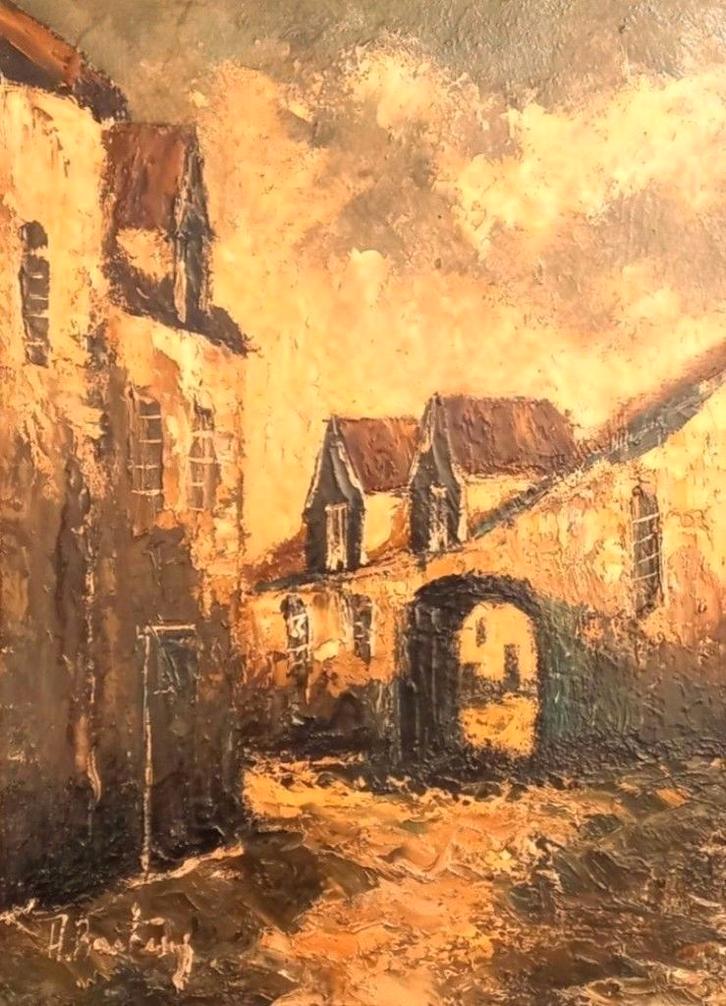 Alfred Bastien. Oude boerderijen., Antiek en Kunst, Kunst | Schilderijen | Klassiek, Ophalen