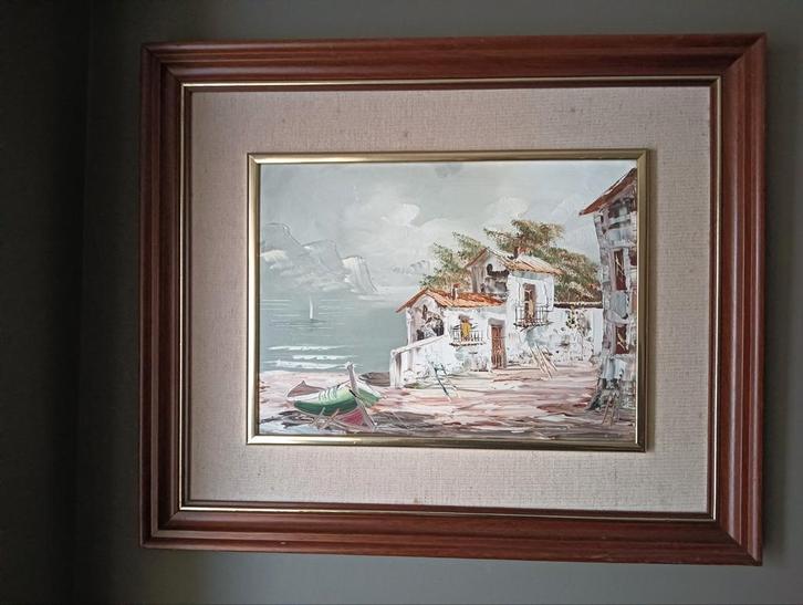 Grieks vissershuisje, Antiek en Kunst, Kunst | Schilderijen | Klassiek, Ophalen