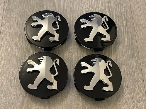 Peugeot Zwart/ Chrome Naafdoppen/Naafkappen 60mm, Auto diversen, Wieldoppen, Nieuw, Verzenden