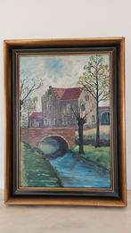 Schilderij " huis aan de brug", G.v.d.B., Antiek en Kunst, Ophalen