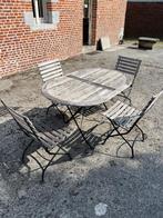 Table et chaise en teck, Ophalen, 4 zitplaatsen, Gebruikt, Teakhout