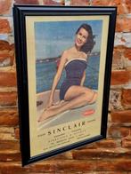 Originele vintage pin-up reclame poster van Sinclair olie️️⛽, Ophalen, Gebruikt, Reclamebord