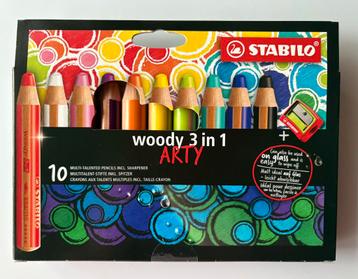 SPLINTERNIEUWE doos 10 stuks STABILO WOODY + puntenslijper. beschikbaar voor biedingen