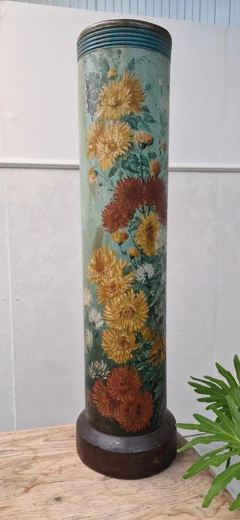 Handgeschilderde vaas met bloemen, Antiek en Kunst, Antiek | Vazen, Ophalen