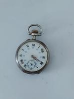 Zilverkleurig zakhorloge met cilinder met 10 juwelen., Ophalen of Verzenden, Zilver, Zakhorloge