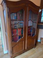 Massief eikenhouten boekenkast met 2 glazen deuren, Antiek en Kunst, Ophalen