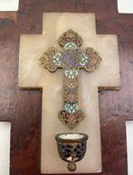 19e-eeuws geëmailleerd kruislettertype van marmer en hout, Ophalen of Verzenden